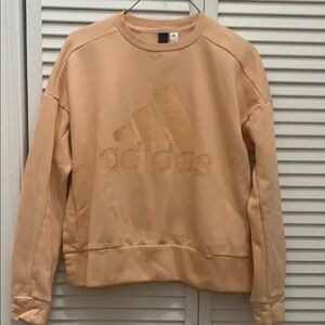 Adidas Tan Crewneck Sweater with Ribbed Cuffs